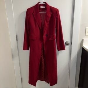 Women's Long Red Coat - Classic Tailored Overcoat/duster. COMMENSE